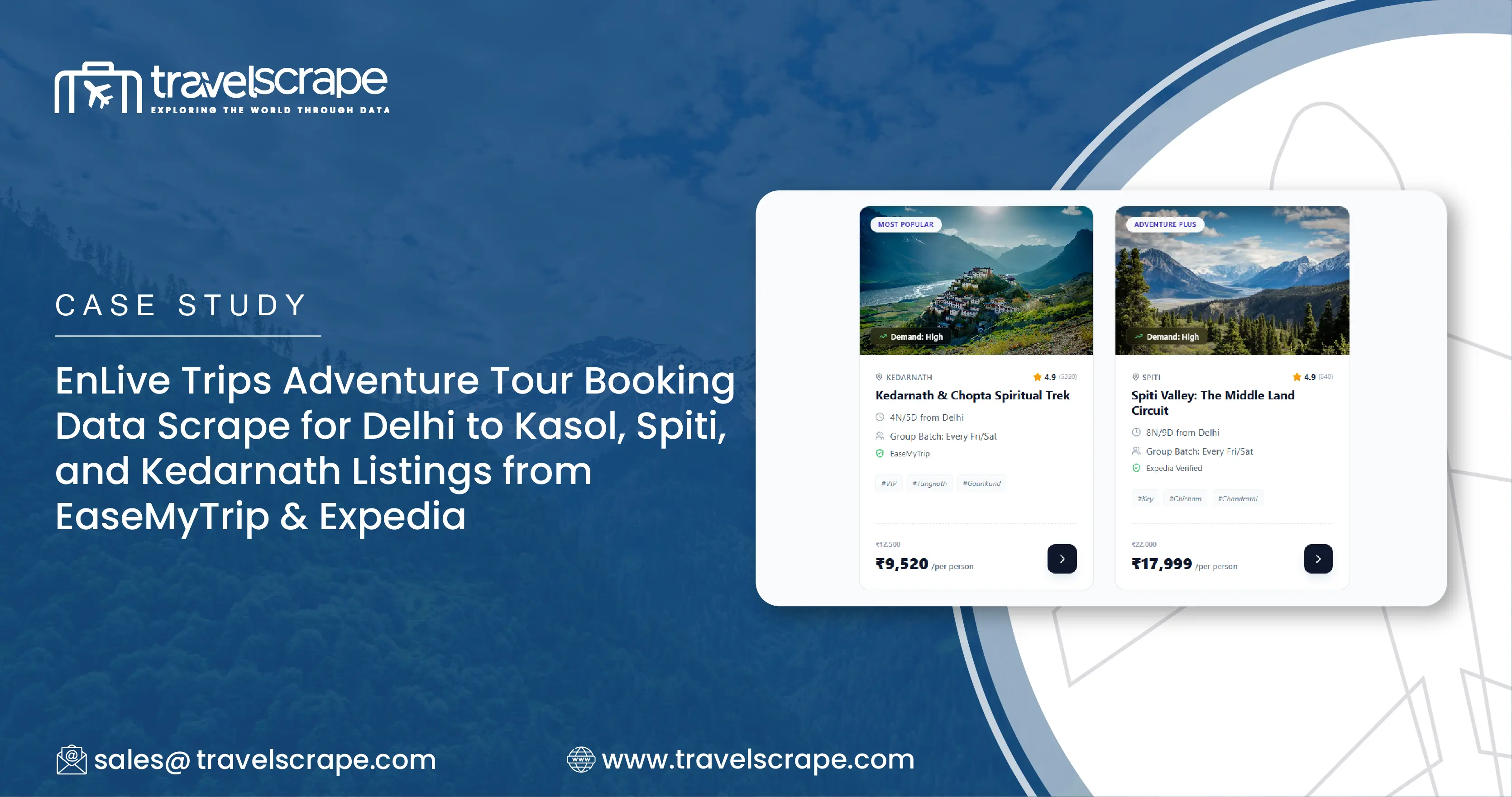 EnLive Trips Adventure Tour Booking Data Scrape